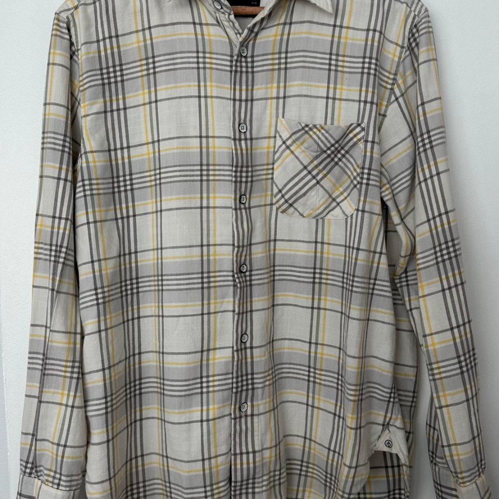 Men's Rag & Bone White Flannel Shirt with Single Pocket